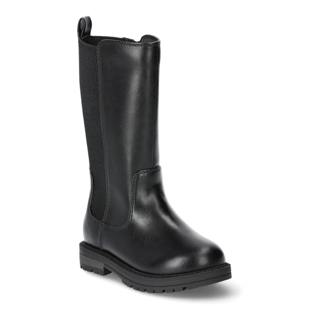 Wonder Nation Toddler Girls Boots Size 10 Black Tall Moto Riding Zip Pull On
